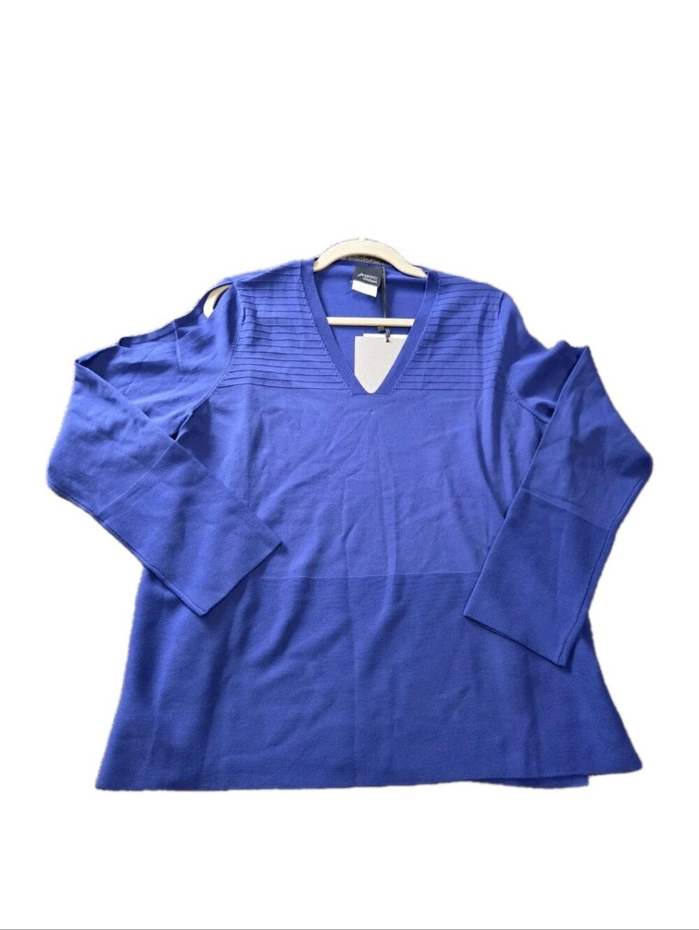 Marina Rinaldi Women's Blue‎ Aloe Cold Shoulder Pullover Sweater Size M (14-16)
